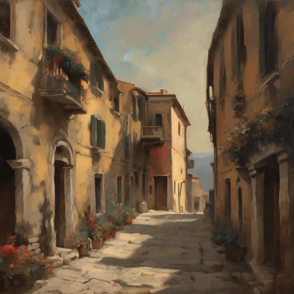 σπασμένα μαύρα και λευκά ερείσματα, ασπρόμαυρη τέχνη, αντίθεση και έκφραση σε αρχαία πόλη, παλαιά κτίρια, ιστορική ατμόσφαιρα, αρτιχτεκτονική, ηρεμία, καμβάς δρόμου.